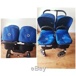 Bugaboo Duo Ane Twins / Double / Simple Royal Blue Système Voyage Package Complet
