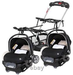 Cadre de poussette double unisexe Baby Trend avec 2 sièges d'auto ensemble de voyage combo pour jumeaux