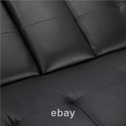 Canapé-lit convertible Futon en cuir synthétique avec oreillers, inclinable et confortable, style Loveseat