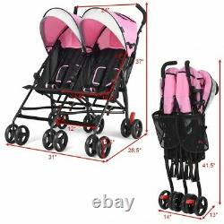 Costway Pliable Twin Baby Double Poussette Ultralight Parapluie Enfants Transport