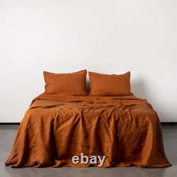 Couette en coton lavé de couleur orange rouille - Housse de couette pour couette simple, double, grand lit