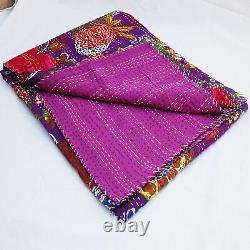 Couverture indienne en coton matelassé Kantha pour lit, jeté de lit, literie, taille unique/double, fait main