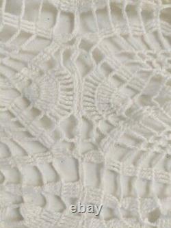 Couvre-lit en dentelle fait main, nappe de table blanche 77x91 pouces