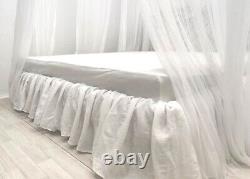 Draps de lit ajustés en lin lavé, taille simple, double, complet, queen, California