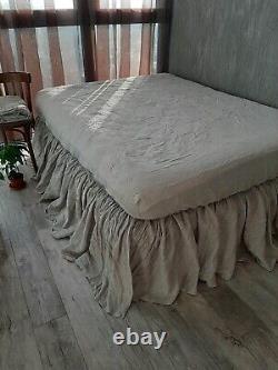 Draps de lit ajustés en lin lavé, taille simple, double, complet, queen, California