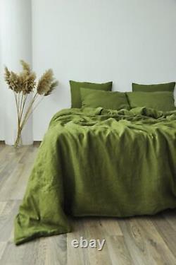 Ensemble de housse de couette en coton vert mousse, housse de couette en coton pour lits jumeaux, pleins, doubles et king size.