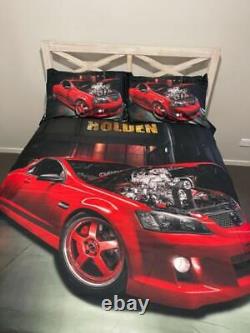 Ensemble de housse de couette matelassée pour lit jumeau Holden Black Red Car