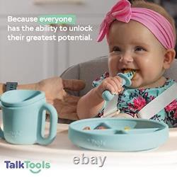 Ensemble de vaisselle pour bébé Itsy en silicone : Gobelet d'entraînement, assiette et ensemble de deux cuillères