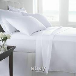 Ensemble draps/housse de couette/plat en coton égyptien 1000TC de qualité hôtelière toutes tailles, couleur blanche unie.