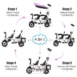 Functional Twins Enfants Poussette Bébé Tricycle Detachable Learning Toy Bike Multi