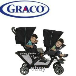 Graco Stadium Duo Tandem Twin Seat Buggy Poussette Pushchair Noir / Gris