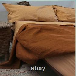 Housse de couette en coton à la cannelle et au bois de santal / housse de couette bicolore avec 4 oreillers
