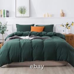 Housse de couette en coton émeraude vert émeraude, literie bohème, ensemble de housse de couette pour lit jumeau et double.