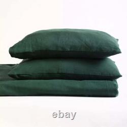 Housse de couette en coton émeraude vert émeraude, literie bohème, ensemble de housse de couette pour lit jumeau et double.