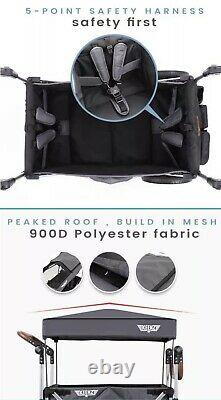 Keenz 7s Twin Baby Double Poussette Wagon Easy Fold W Canopy And Bag Black New