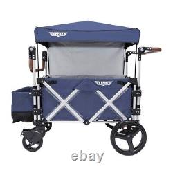 Keenz 7s Twin Baby Double Poussette Wagon Easy Fold W Canopy And Bag Blue New