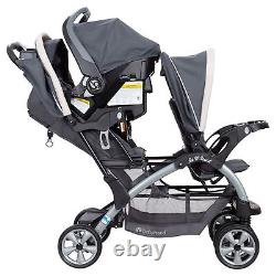 Landau double pour bébé et bambin Baby Trend Sit N' Stand Easy Fold Travel, Magnolia