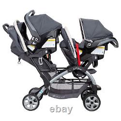 Landau double pour bébé et bambin Baby Trend Sit N' Stand Easy Fold Travel, Magnolia