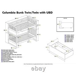 Lit superposé Columbia Twin sur Twin avec 2 tiroirs de lit urbains en blanc