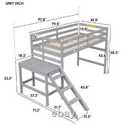 Lit superposé Twin / Full avec échelle de plate-forme pour enfant cadeau enfants Lattes en bois de pin