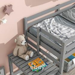 Lit superposé Twin / Full avec échelle de plate-forme pour enfant cadeau enfants Lattes en bois de pin