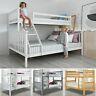 Lits Superposés Double Lit Triple Pine Wood Kids White Children Bed Frame With Stairs