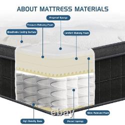 Matelas Hybride en Mousse à Mémoire de Forme et Ressorts Taille 12 14 Twin Full Queen King Fermeté Moyenne