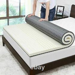 Nesaila Bamboo Charcoal 100% Latex Matelas Topper Twin 3.15 Pouces Double Couche