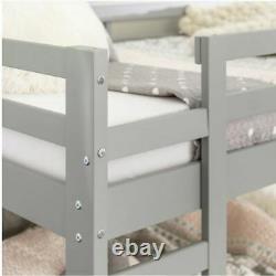 New Kid Toddler Bunk Bed Double Twin Pine Grey Ladder Facile À Assembler Sturdy