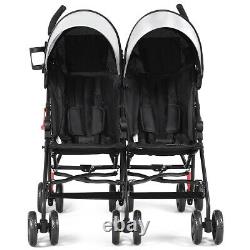 Pliable Twin Baby Double Poussette Ultralight Umbrella Kids Stroller-black