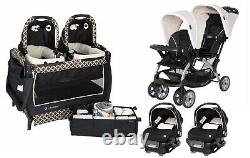 Poussette Double Baby Trend Avec 2 Sièges D’auto Twin Playard Crib Travel System Combo