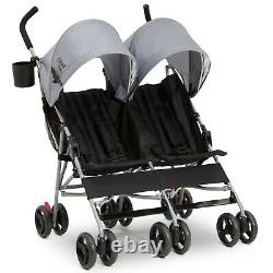 Poussette Double Enfant Transport De Bébés Twin Babyies Carrier Lightweight Swivel Nouveau