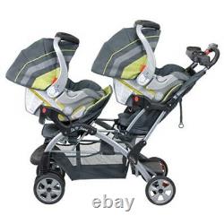 Poussette Double Twins Baby Avec 2 Sièges D’auto Nursery Crib Bag Combo Travel System