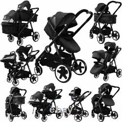 Poussette Twin Tandem Baby Newborn Pram System +2nd Seat +carseats +adaptors New