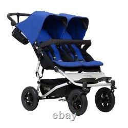 Poussette double Mountain Buggy Duet en bleu marine, toute neuve, boîte ouverte, à voir