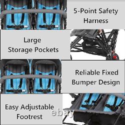 Poussette double Volgo Twin Umbrella en bleu, poussette légère pour bébé et tout-petit
