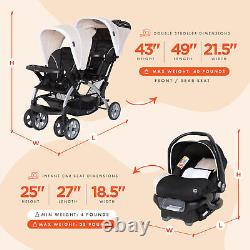 Poussette double de voyage Baby Trend Sit N Stand et combo siège auto, couleur kaki