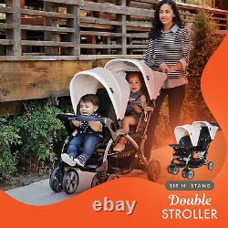 Poussette double de voyage Baby Trend Sit N Stand et combo siège auto, couleur kaki