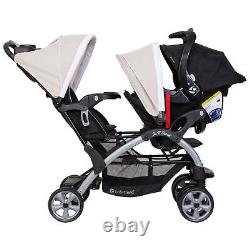 Poussette double de voyage Baby Trend Sit N Stand et combo siège auto, couleur kaki