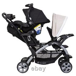 Poussette double de voyage Baby Trend Sit N Stand et combo siège auto, couleur kaki