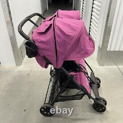 Poussette double jumelle ZOE XL2 Plum légère avec barre ventrale et porte-gobelets