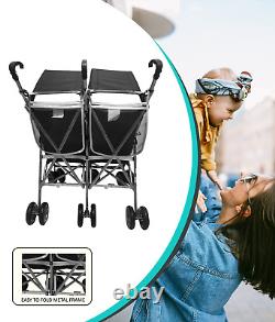 Poussette double légère avec parasol facile à nettoyer et confortable pour bébé