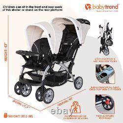 Poussette double pour bébé et tout-petit Baby Trend Sit N' Stand Easy Fold Travel, kaki.