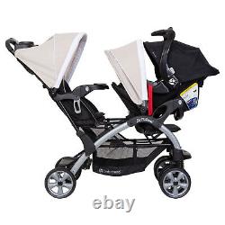 Poussette double pour bébé et tout-petit Baby Trend Sit N' Stand Easy Fold Travel, kaki.