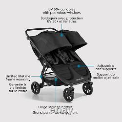 Poussette double tout-terrain City Mini GT2, Jet Black, Parfaite pour les nouveau-nés et les tout-petits