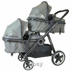Pram System Double Twin Travel Tandem Poussette Buggy Poussette Carseat Harmony