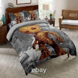 Taie d'oreiller Baby Groot avec housse de couette pour lit simple/double/king-size, ensemble de literie