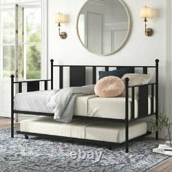 Trundle Unit Daybed Metal Modern Double Frame Bed Futon Bed Room Furniture Guest