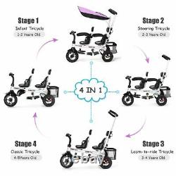 Twins Durables Tricycle Pour Bébé Pour Enfants Avec Deux Roulettes Rotatives De Sécurité