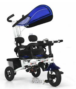 Twins Tricycle Pour Bébé Avec Siège Double Rotatable De Sécurité